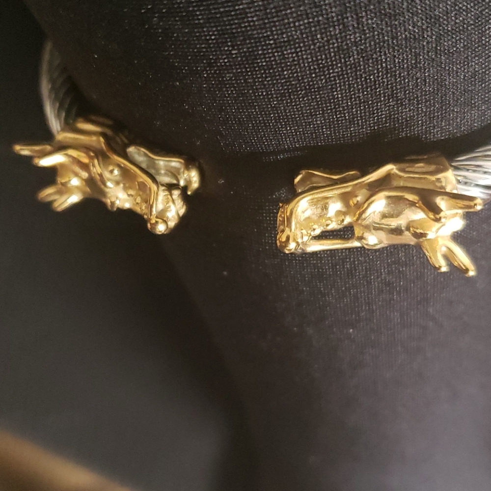 Two-Tone Dragon Heads Stainless Steel Bangle